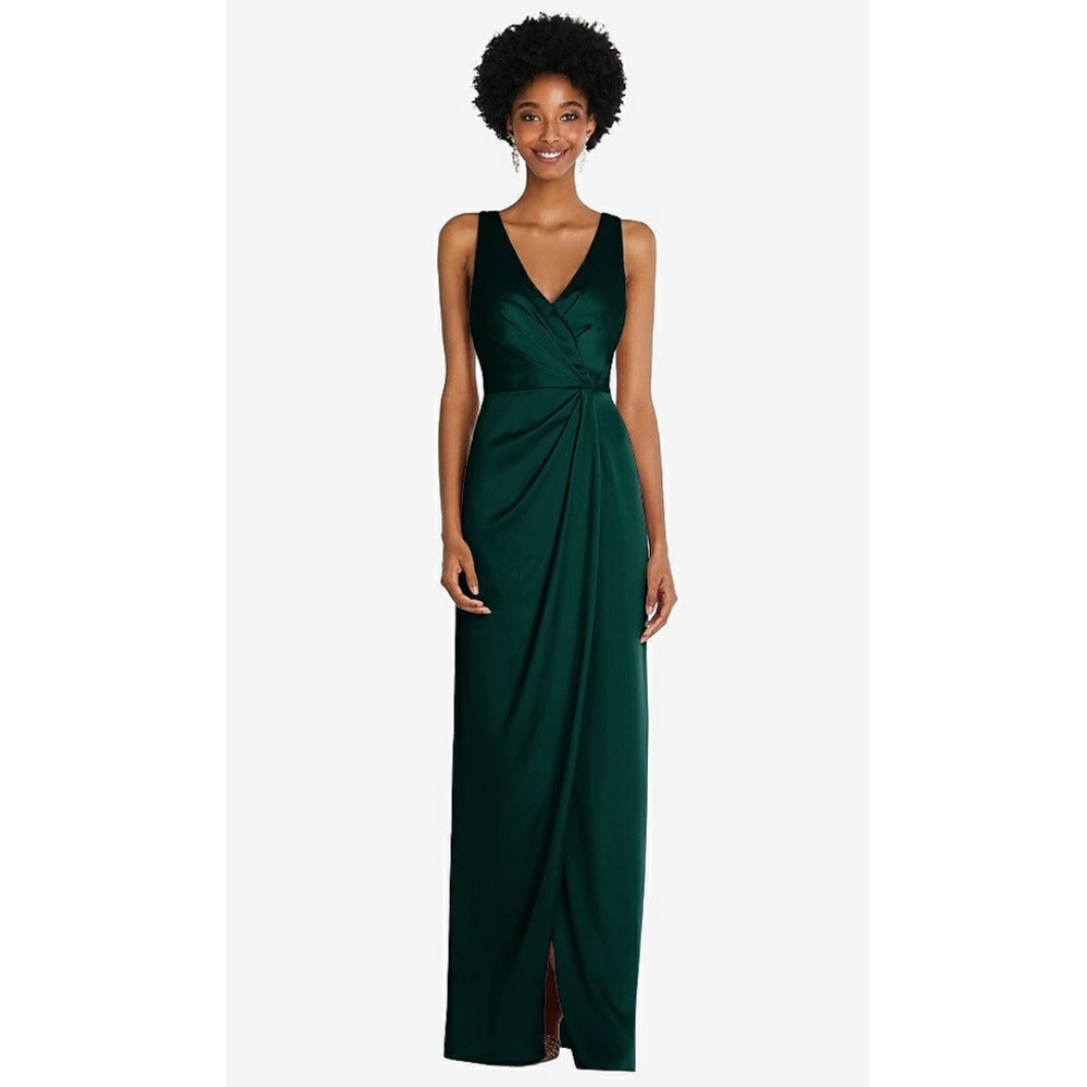 After Six: Sleeveless Satin Faux Wrap Gown (NWT)